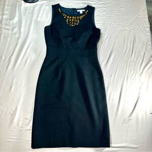 Banana Republic Black Wool Sheath Cocktail Dress jewel neck. Classic old money